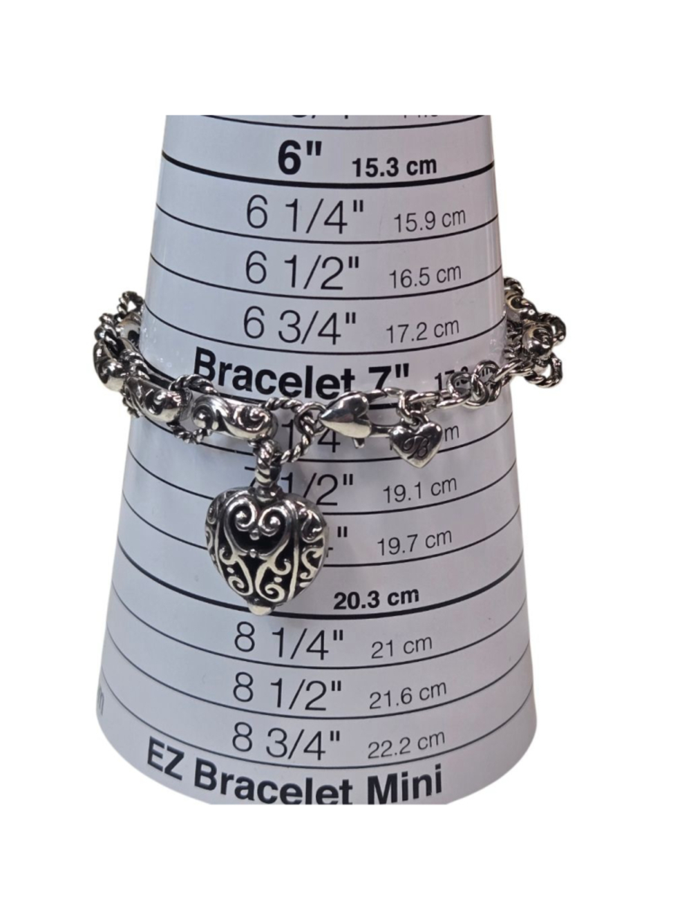 Brighton Bracelet Bibi Heart Silver Plated Chunky Chain Heart Charm Vintage